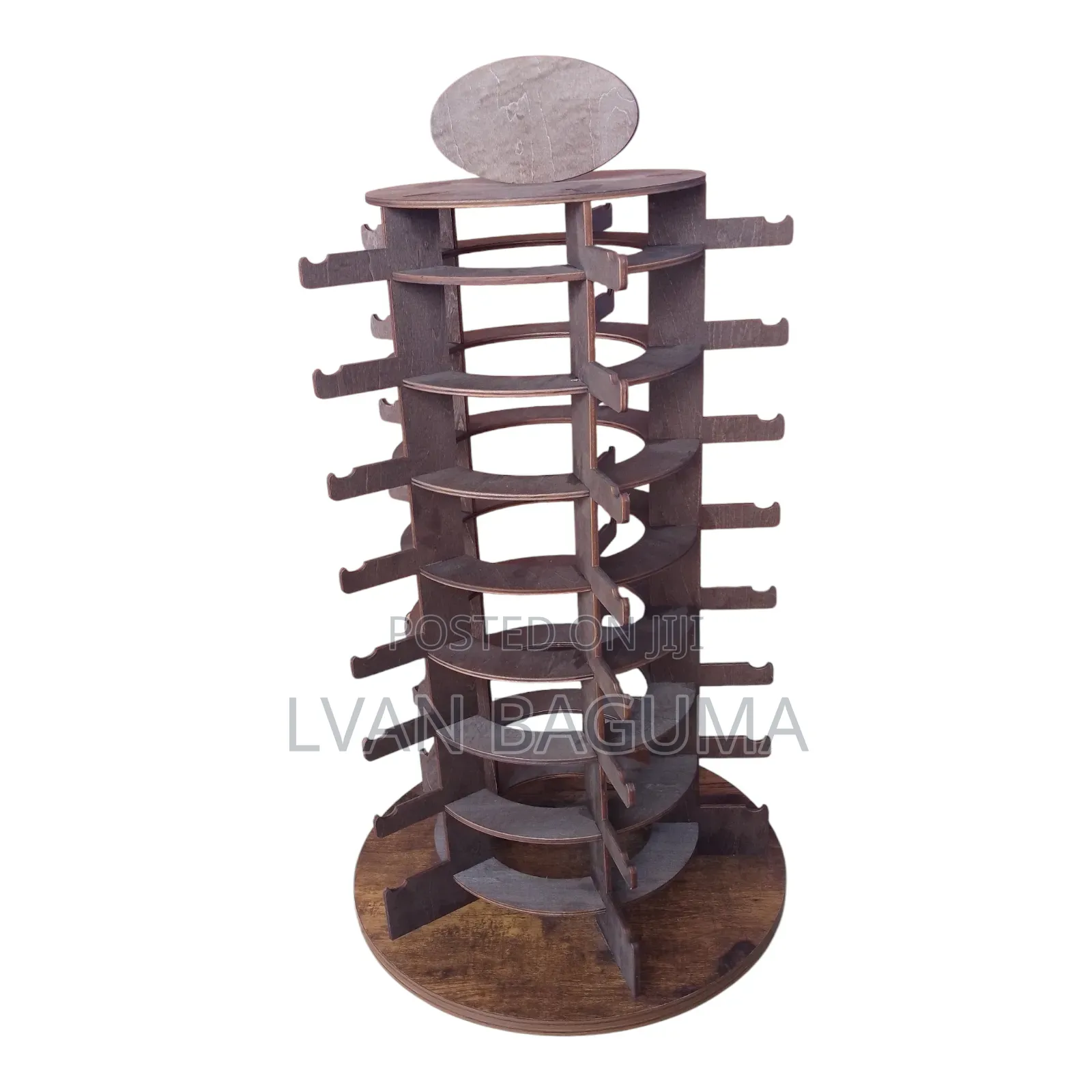 Round Rotating Wooden Sunglasses Display Stand - Holds 40 PCS