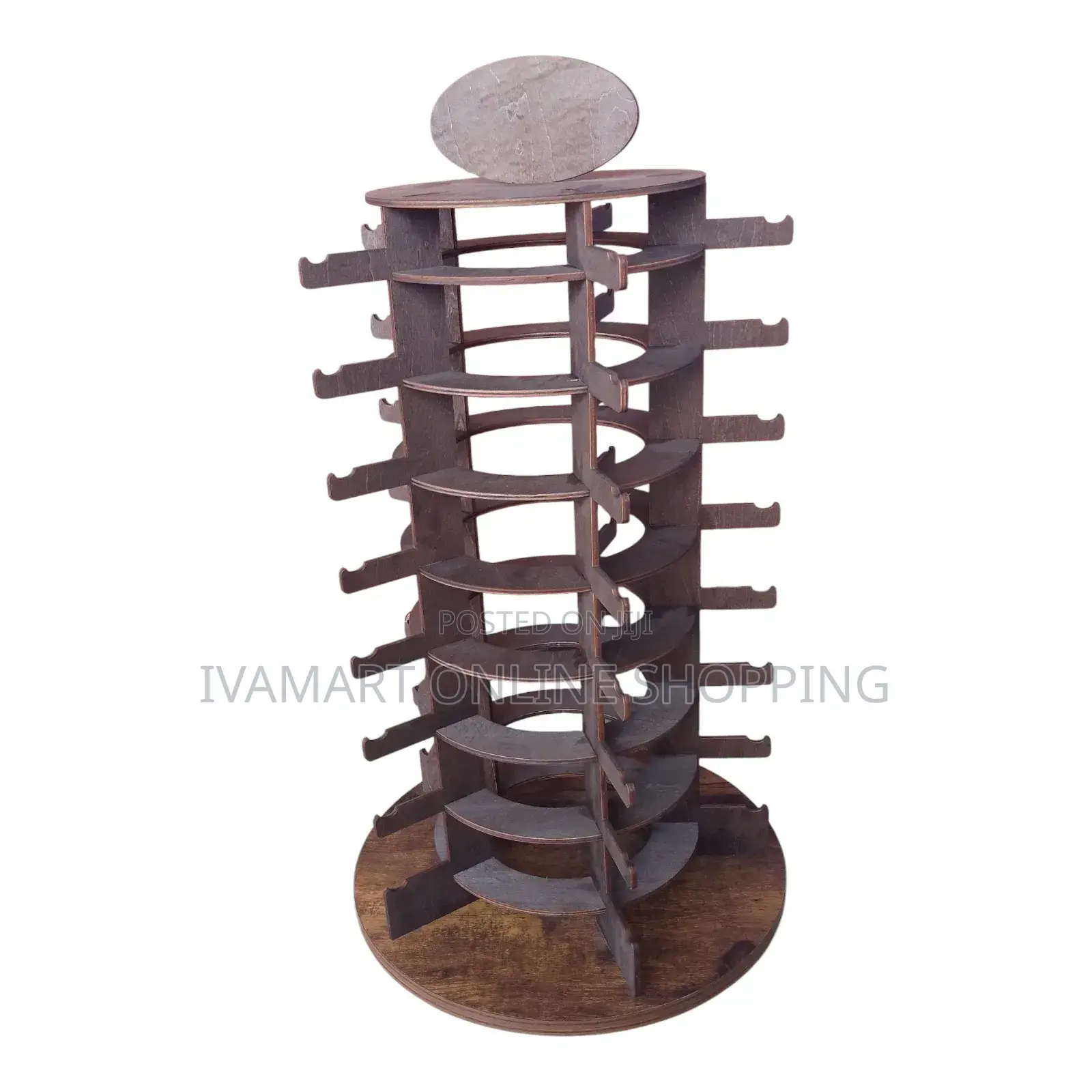 Round Rotating Wooden Sunglasses Display Stand - Holds 40 PCS
