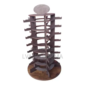Round Rotating Wooden Sunglasses Display Stand - Holds 40 PCS