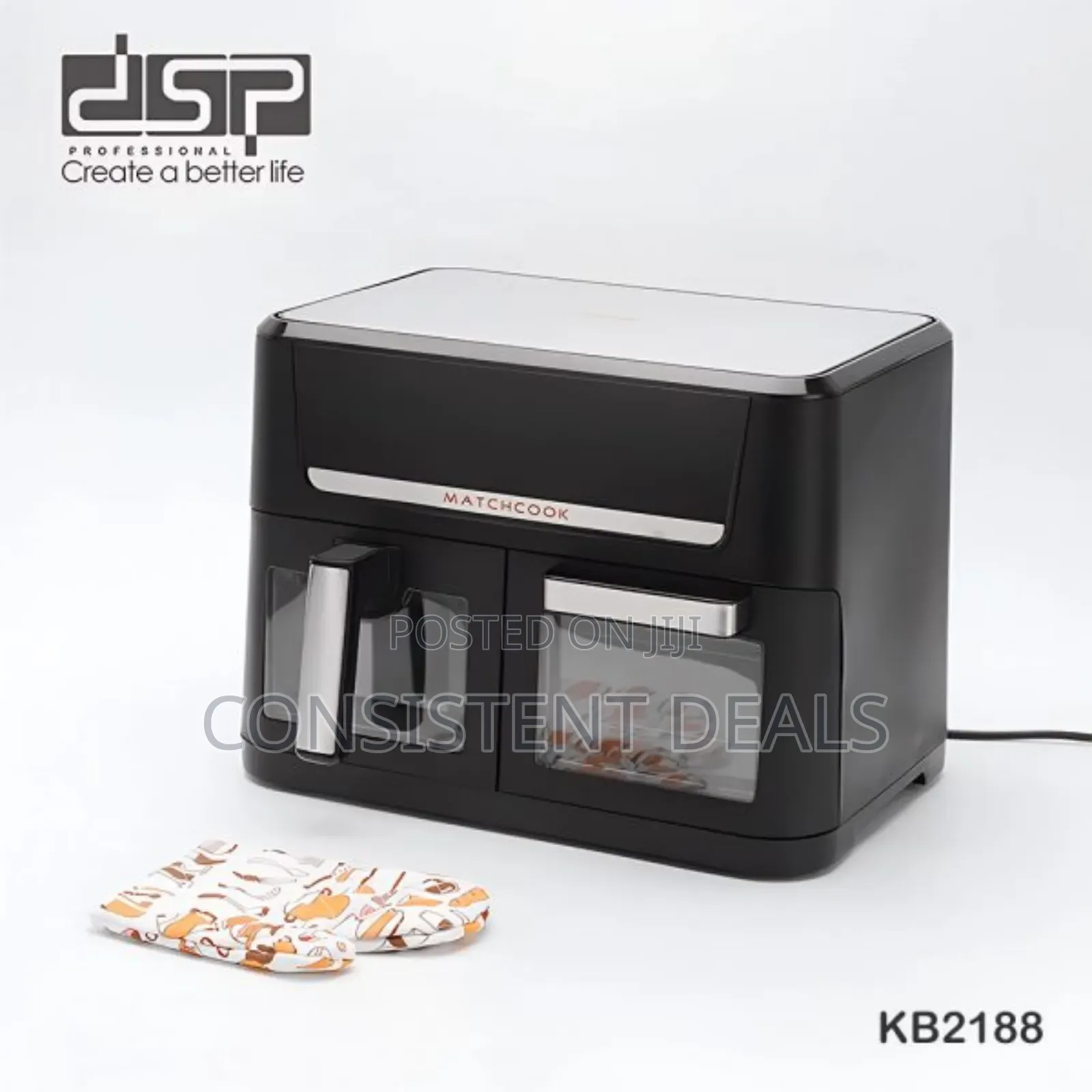 DSP Kb2188, 2-in-1 Oven Air Fryer Stack 1700w-8+6ltr