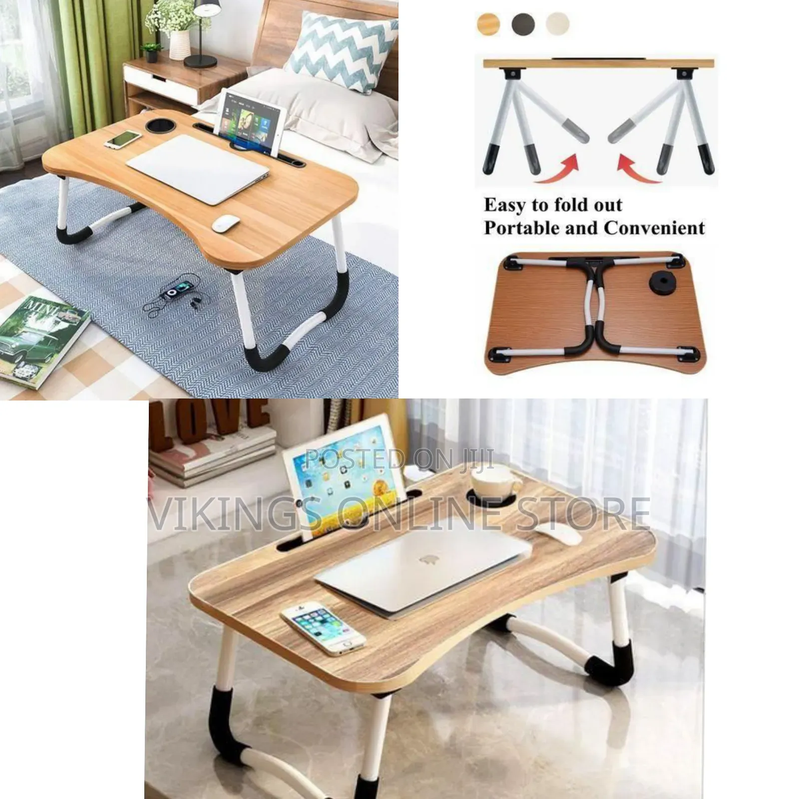 Portable Folding Laptop Desk With Tablet Slot and Cup Holder-Multicolo