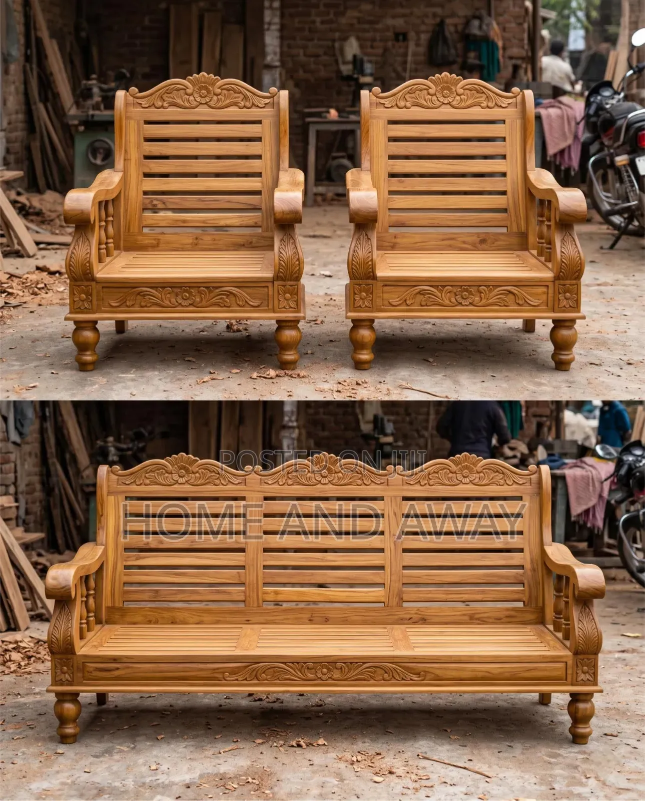 Chairs/Indian Heavy Duty Wooden Sofa Chairs With High Density Cushions