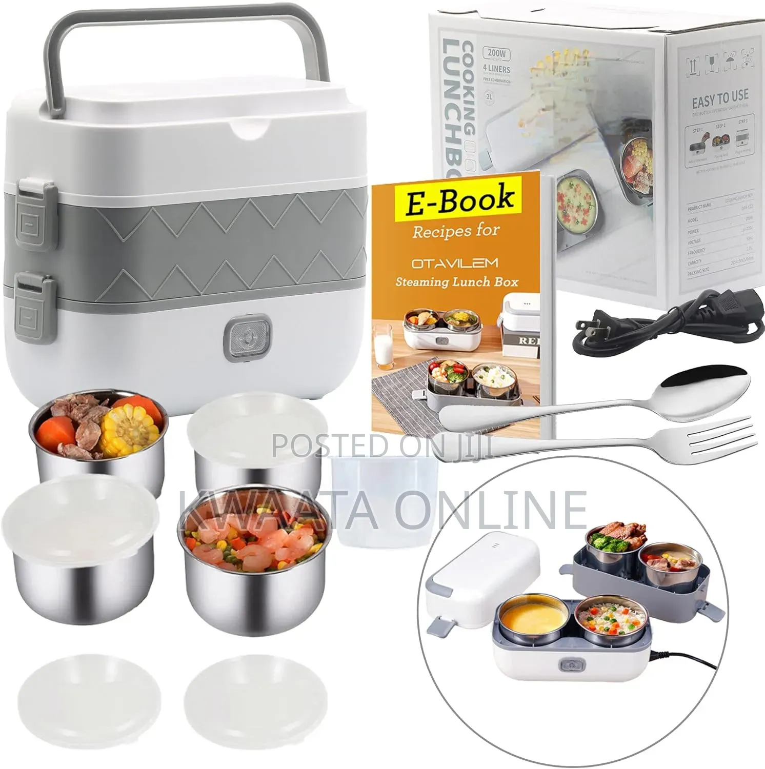 Electric Lunch Box, 2 Layers 1.48l Self Cooking Heating Food Steamer