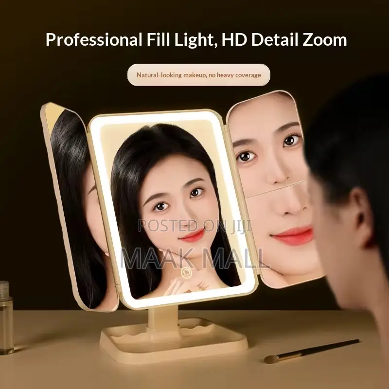 Portable 3 Led Makeup Folding Cosmetic Mirror (Rechargeable)