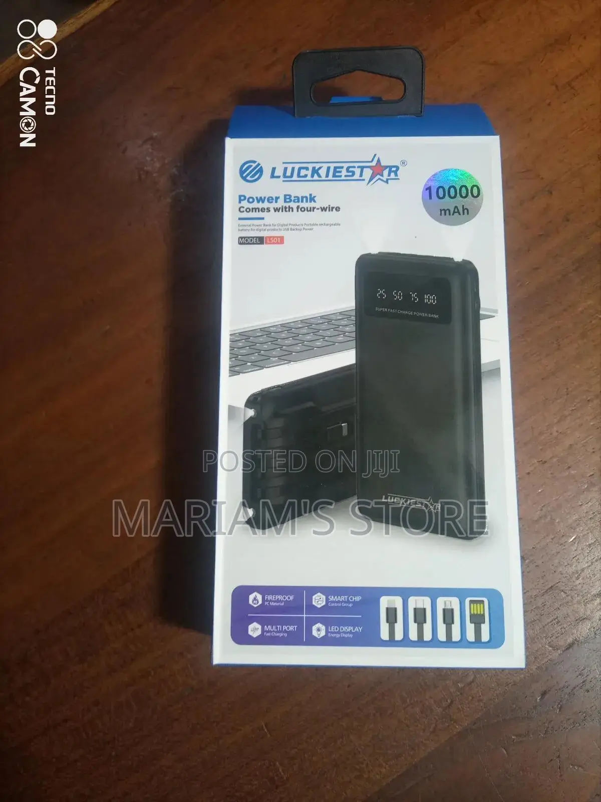 Luckiest Brand 10,000 Mah Power Bank With Integrated Cables.