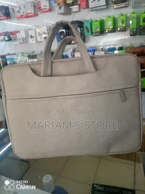 Light Grey Leather Laptop Briefcase Suitable for Laptops Up to 15.6 "
