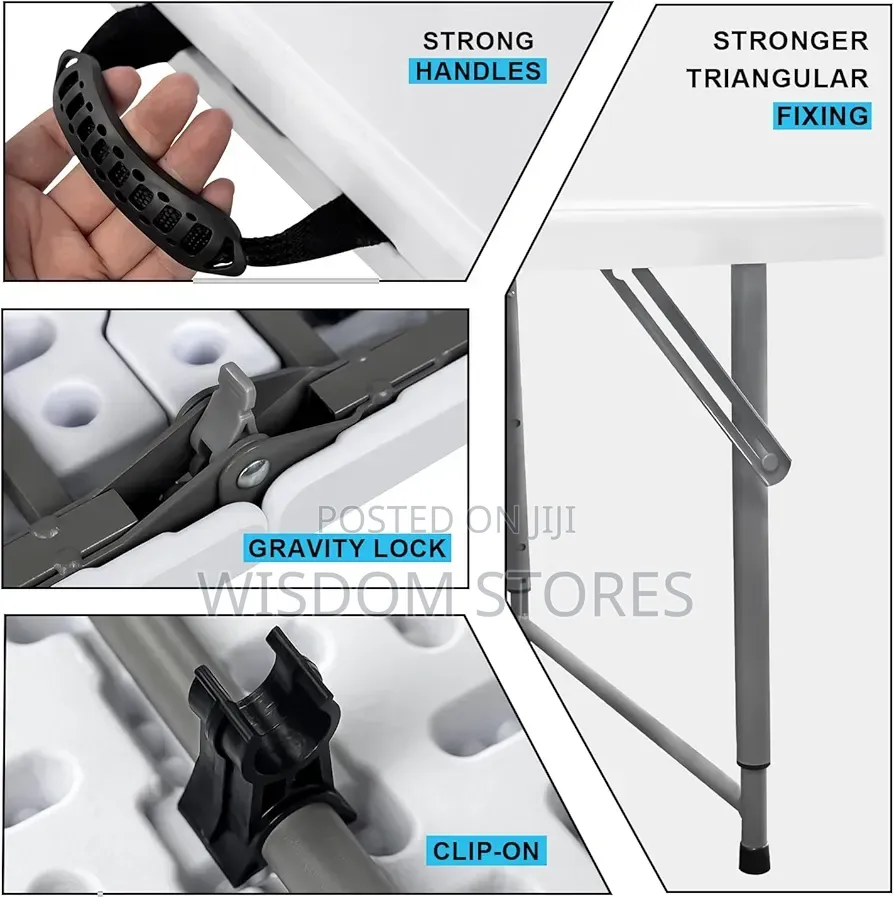 White Portable Folding Table With Carrying Handle for Camping Party