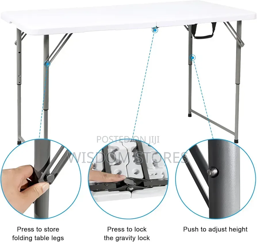 White Portable Folding Table With Carrying Handle for Camping Party