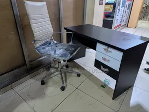 Office Chair Set, New Desk With Refurbished (Used) Adjustable Chair