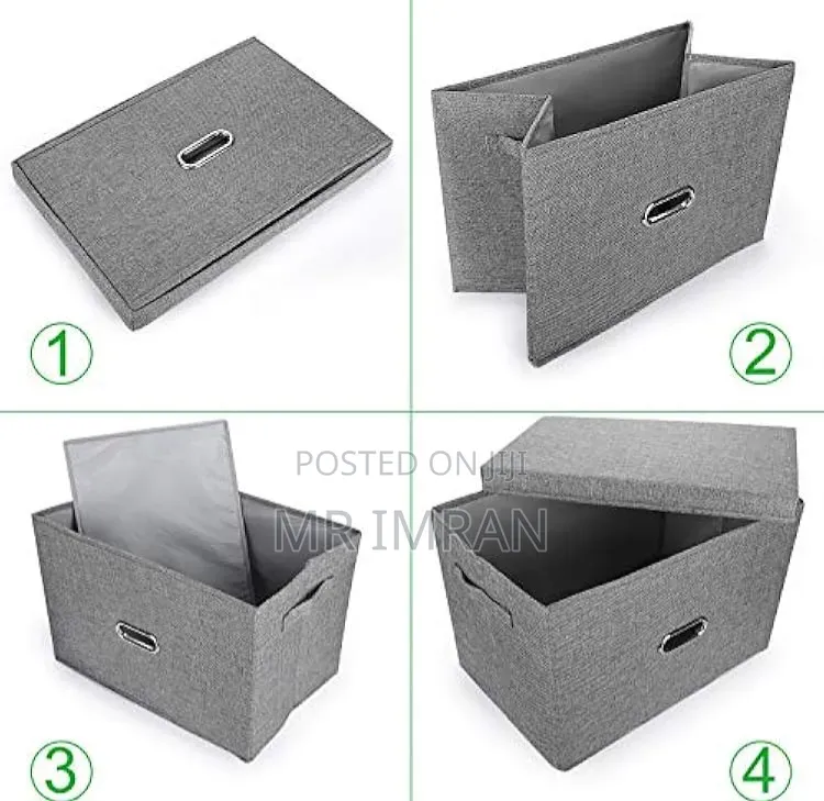 Foldable Fabric Storage Bin With a Lid
