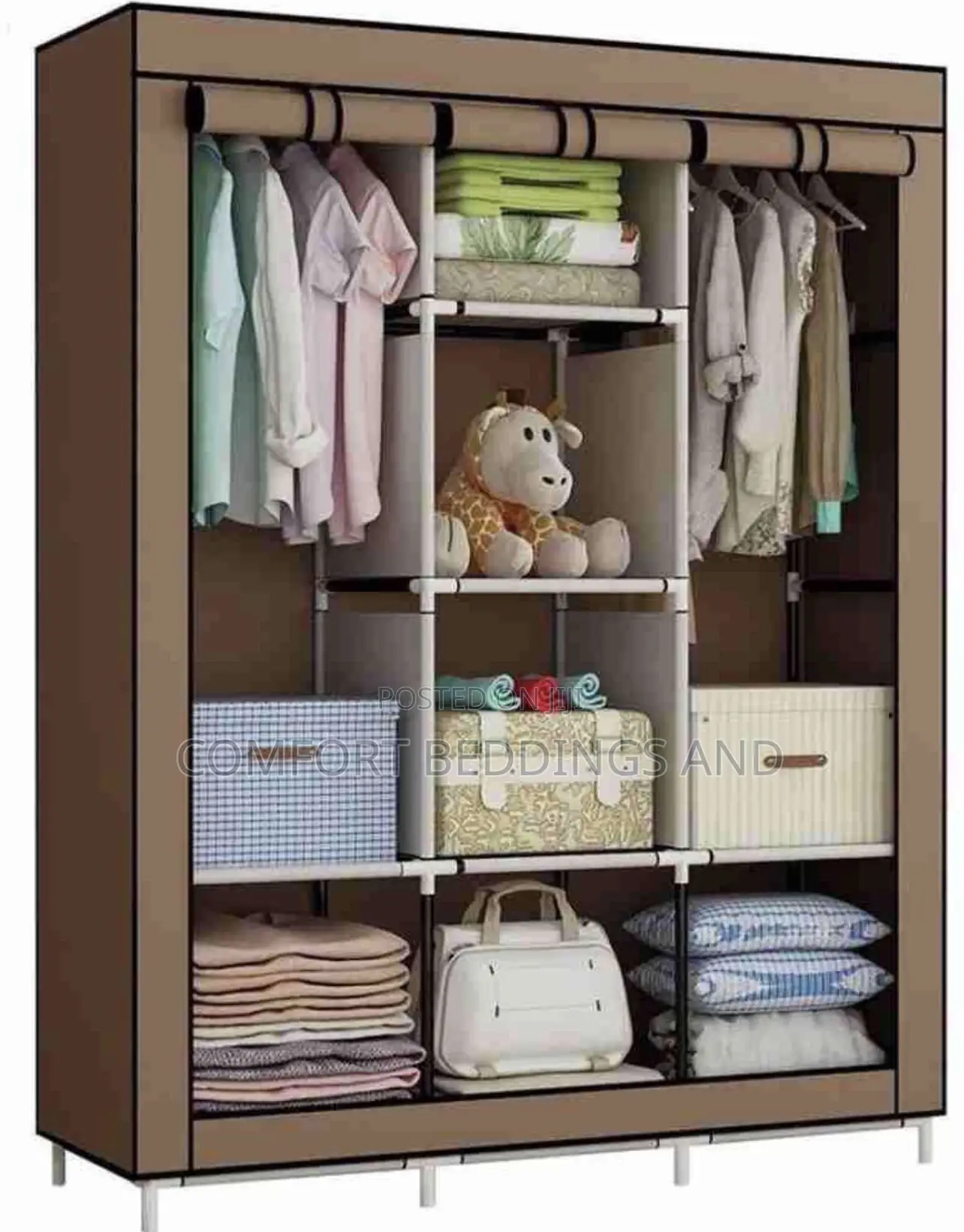 Three Column Metallic Closet Coffee Brown