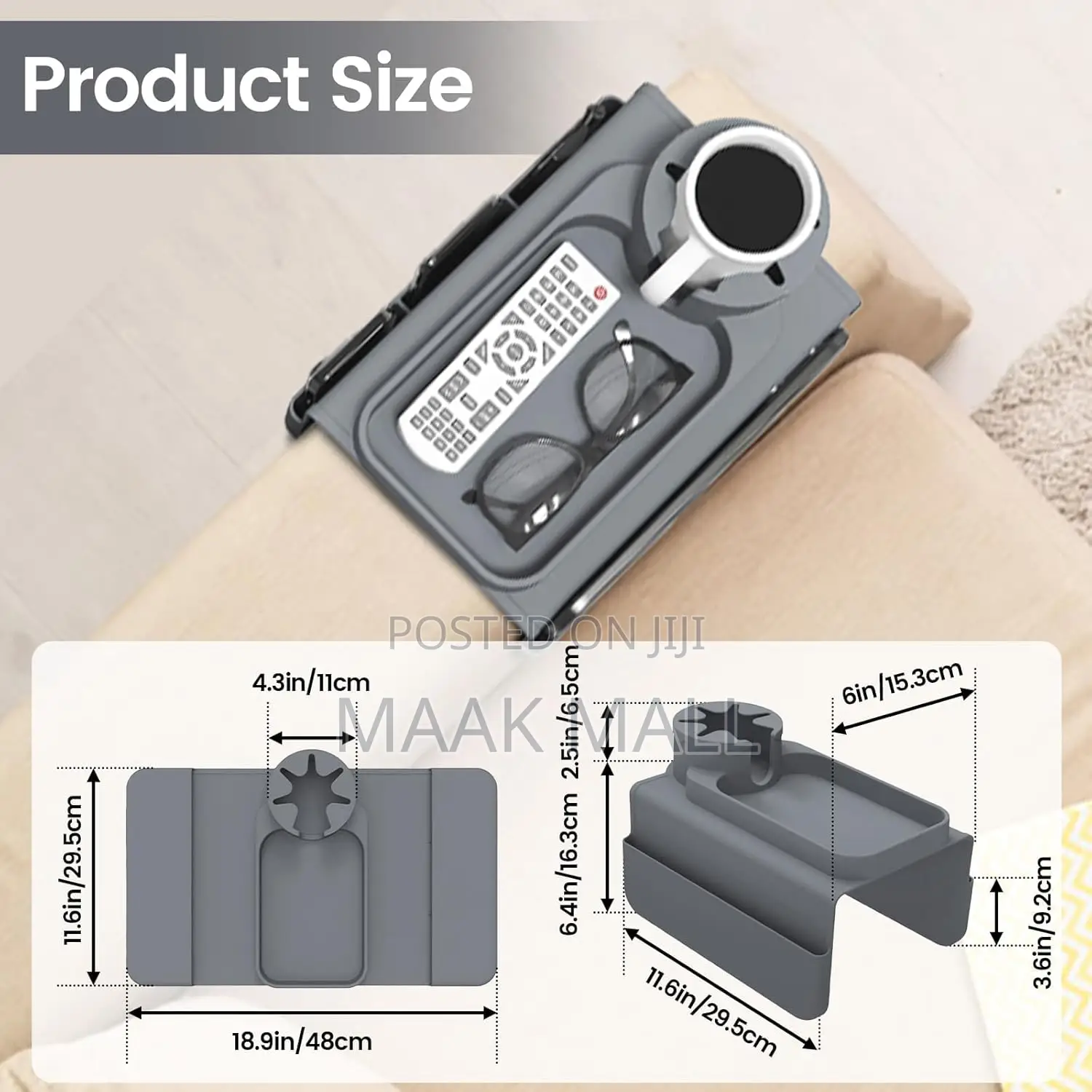 Couch Cup Holder Tray, Silicone Sofa Armrest Organizer