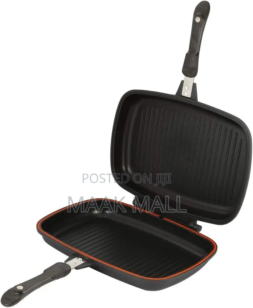 Two Sided Double Grill Non Stick Pan Black Red 40cm