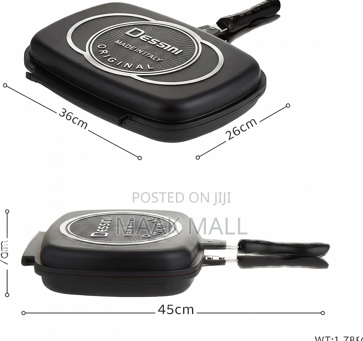 Two Sided Double Grill Non Stick Pan Black Red 40cm