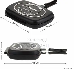 Two Sided Double Grill Non Stick Pan Black Red 40cm