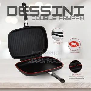 Two Sided Double Grill Non Stick Pan Black Red 40cm