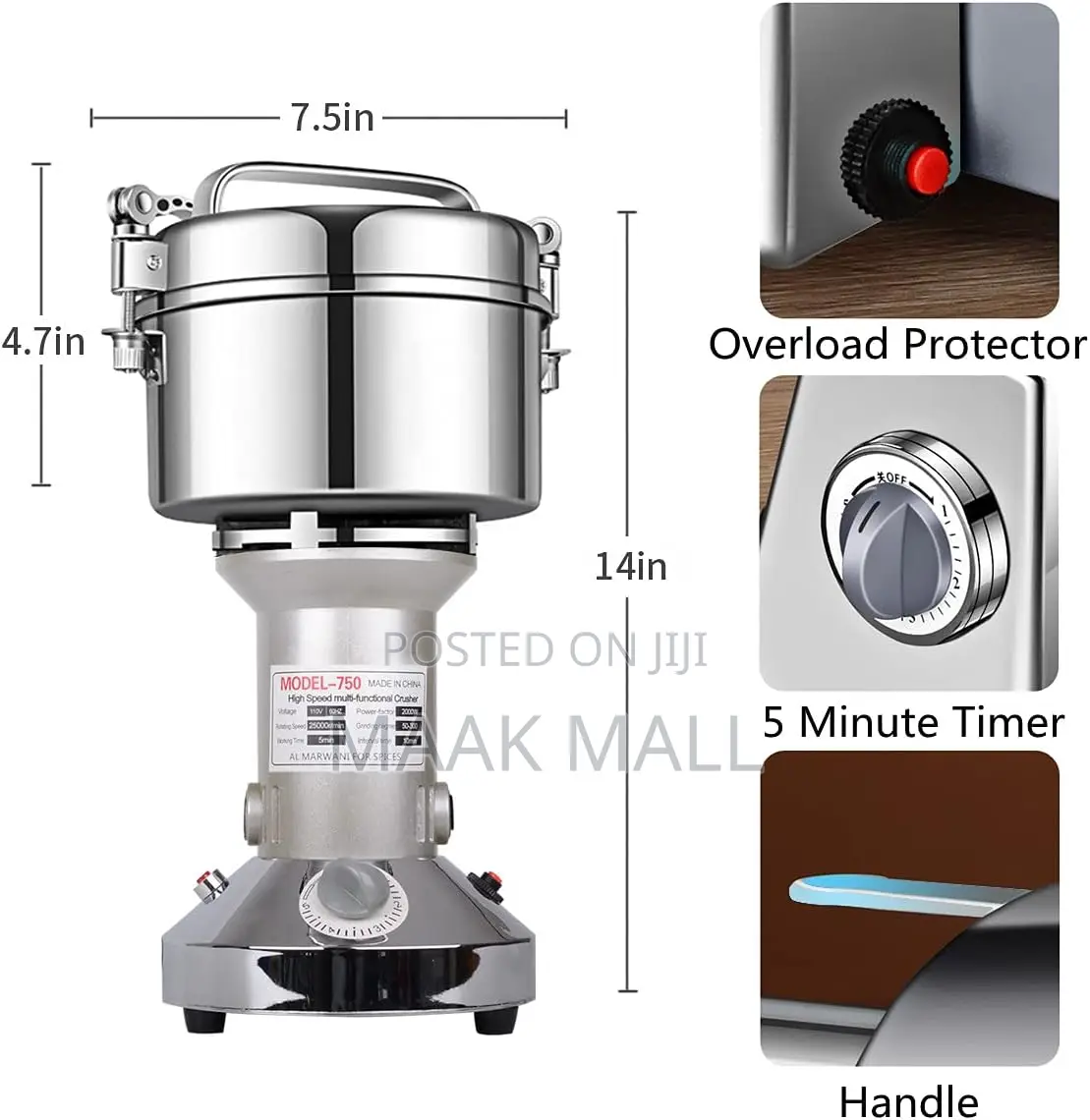 Grain Mill Electric 750g Electric Mill Stainless Steel