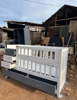 Premium Grey White Convertible Baby Crib