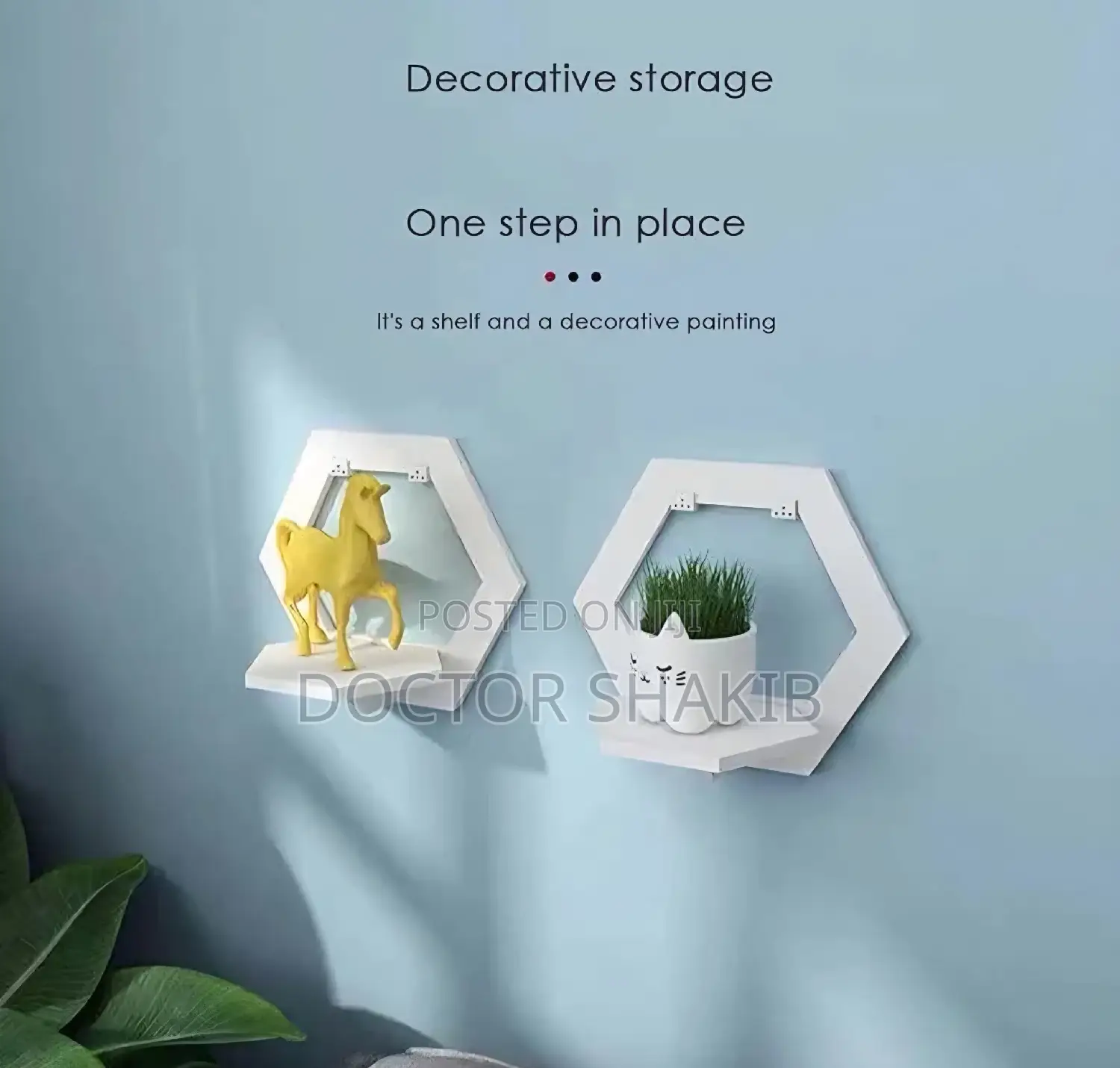 White Geometric Floating Wall Shelf