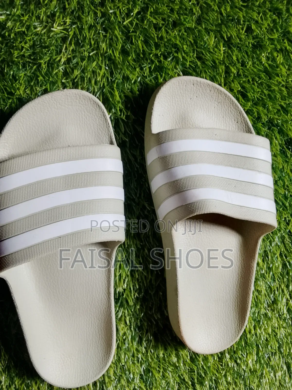 Green Adidas Slides