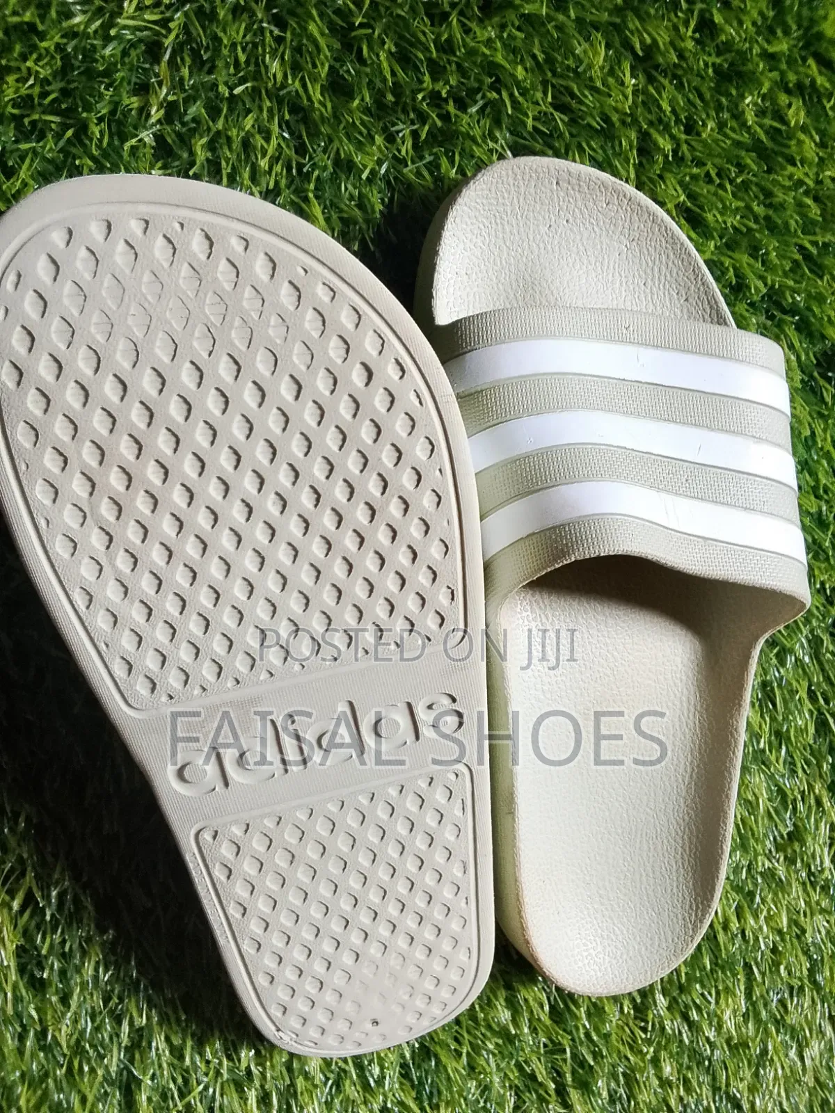 Green Adidas Slides