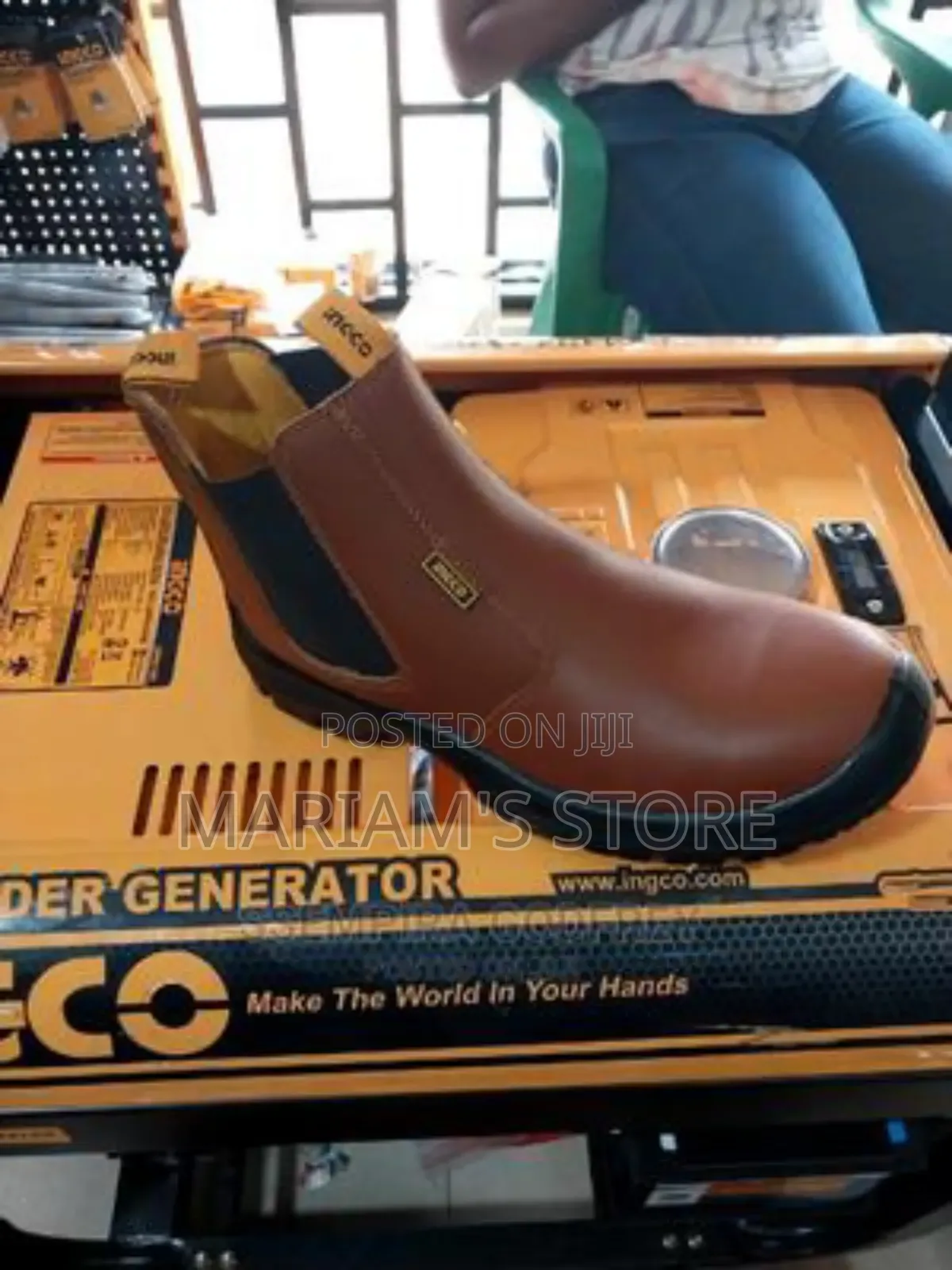 Ingco Brown Leather Slip-on Safety Boots Featuring a Steel Toe Cap