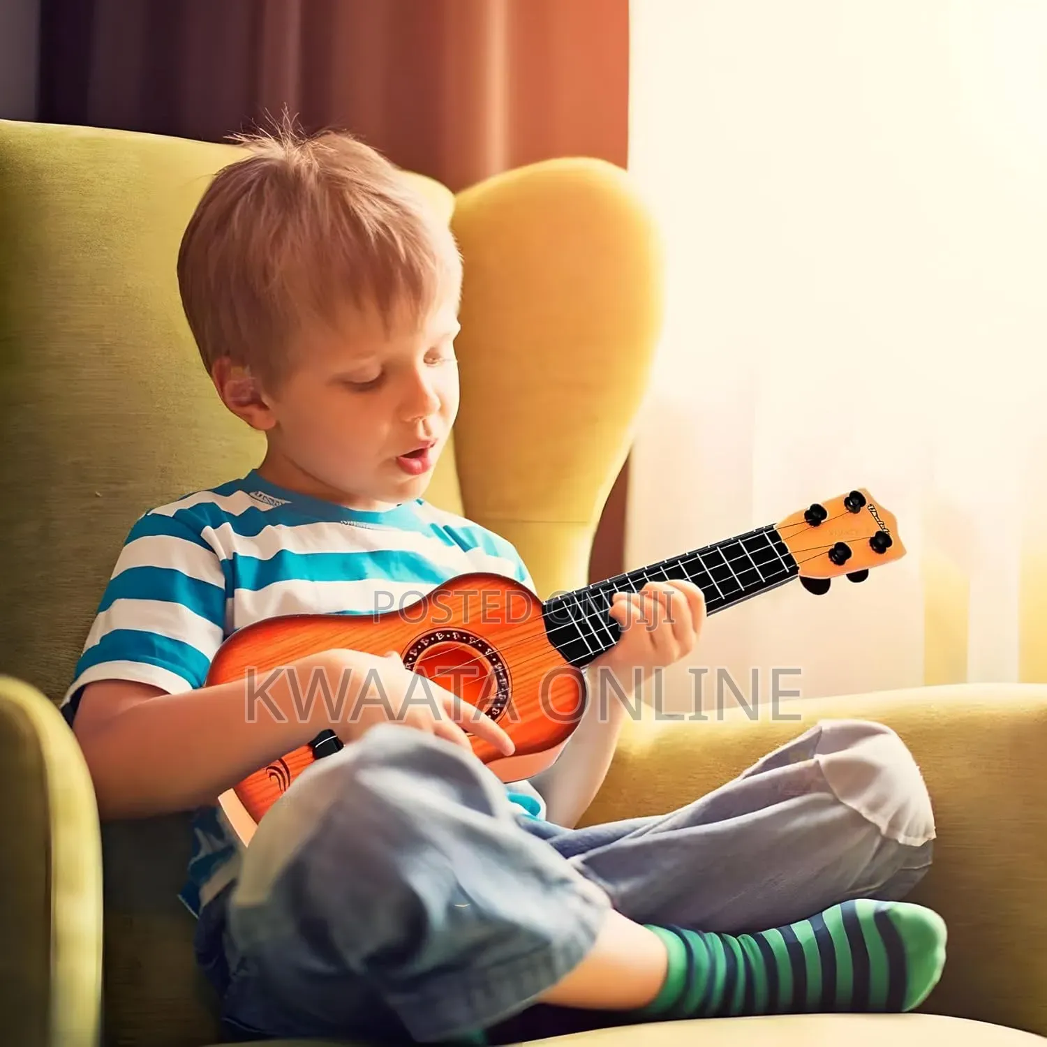 Guitar Toy, 4 Strings Acoustic Musical Instrument for Kids, 22 Cm9
