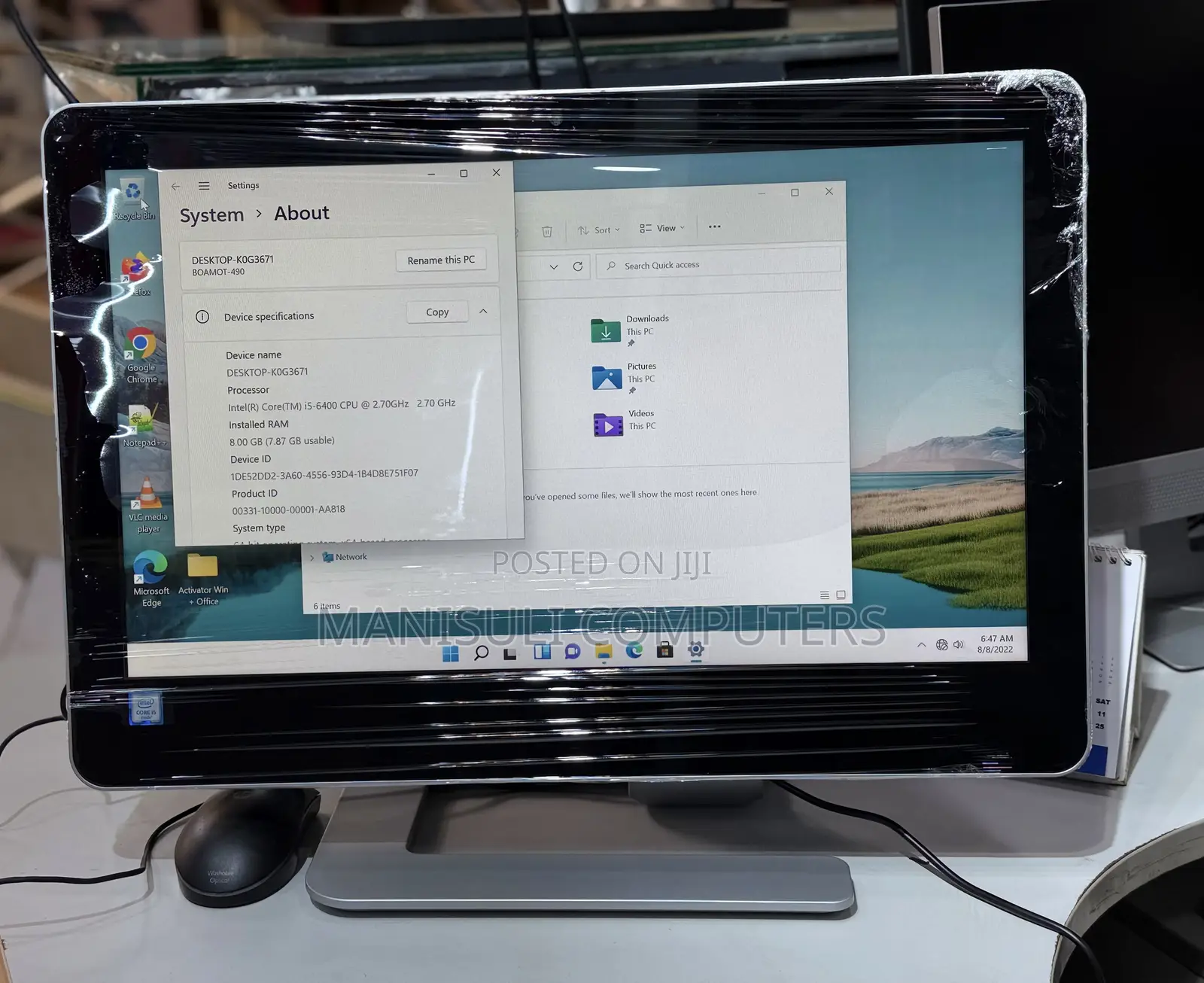 Desktop Computer HP 8GB Intel Core i5 SSD 256GB