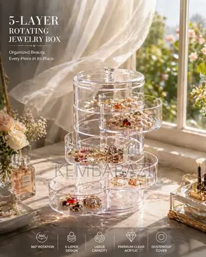 Beautiful 5 Layer Rotating Transparent Jewelry Box