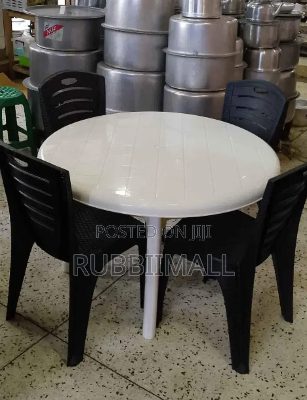 White Round Table + 4 Chairs