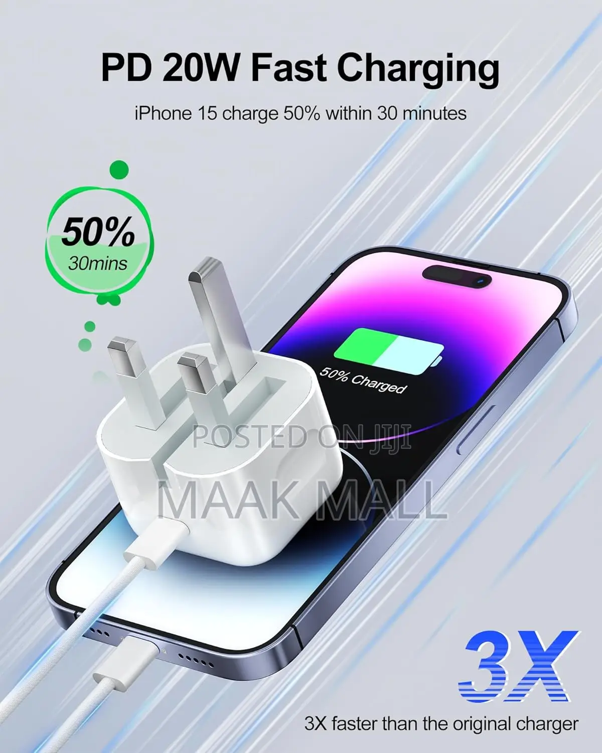 20w Charger for iPhone, Usb-C to Lightning Cable With Power Adapter