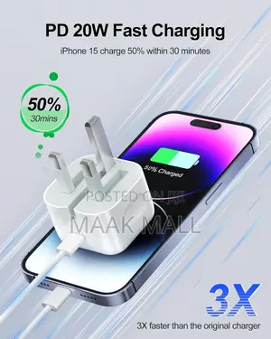 20w Charger for iPhone, Usb-C to Lightning Cable With Power Adapter