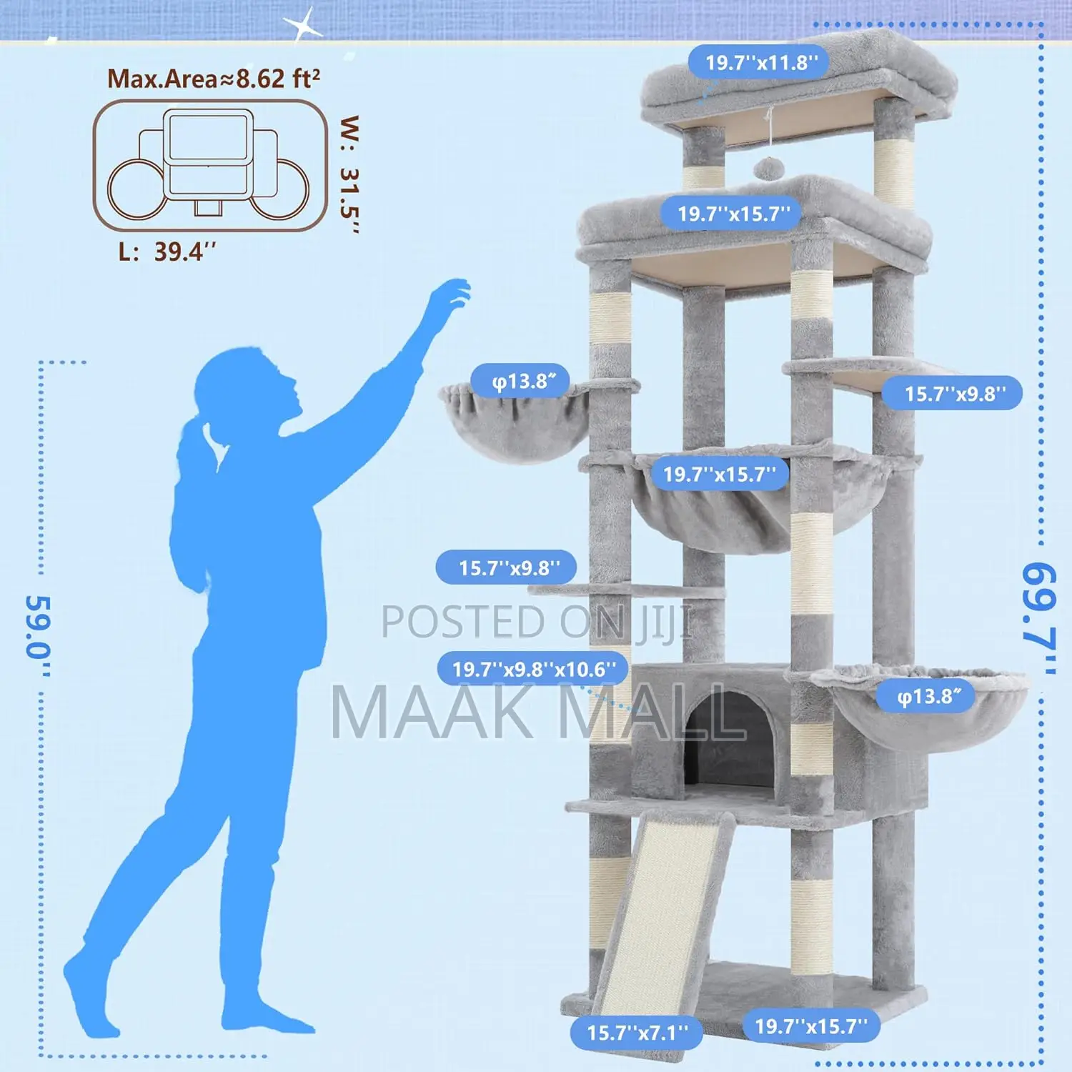 Cat Tree Tower, Scratching Posts With Extra Large Platform