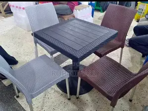 One Legged Square Table + 4 Armless Chair