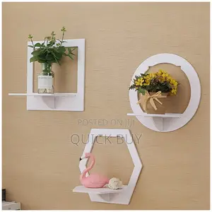 White Geometric Floating Wall Shelf