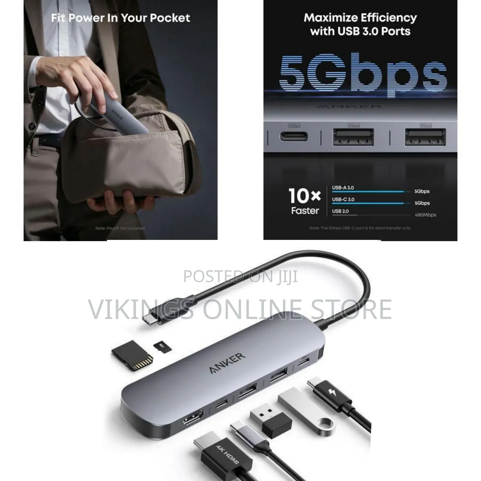 Anker Portable Muiti -Function Usb-C Hub 7 in 1 Hdm1 - Multicolor