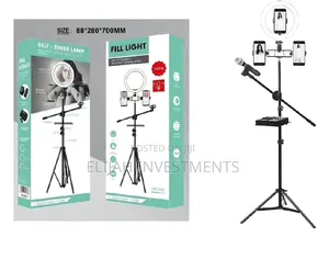 Ringlight With Stand and Microphone Stand Set Up