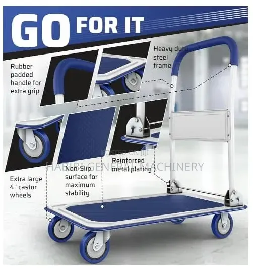 Folding Heavy Duty/Platform Cart Trolley With Puncture Resistant Tires