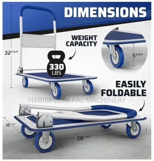 Folding Heavy Duty/Platform Cart Trolley With Puncture Resistant Tires