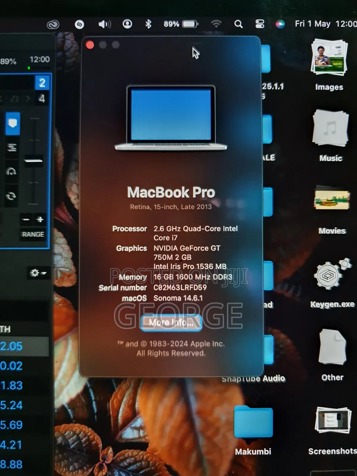 Laptop Apple MacBook Pro 2013 16GB Intel Core i7 SSD 128GB