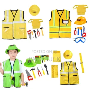 Children's Construction Worker Costume Play Set With Plastic Tools
