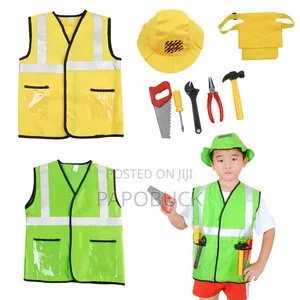 Children's Construction Worker Costume Play Set With Plastic Tools