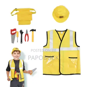 Children's Construction Worker Costume Play Set With Plastic Tools