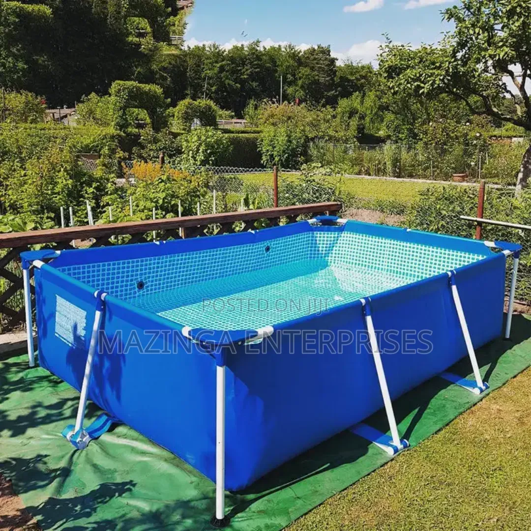 3mtx2mtrx75cm Intex Rectangular Metal Frame Above Ground Swimming Pool