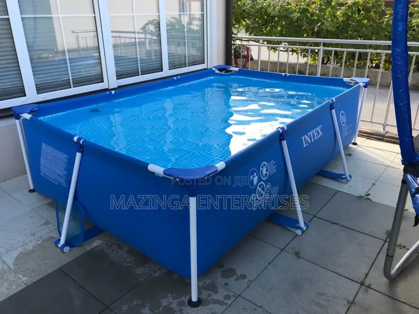 3mtx2mtrx75cm Intex Rectangular Metal Frame Above Ground Swimming Pool