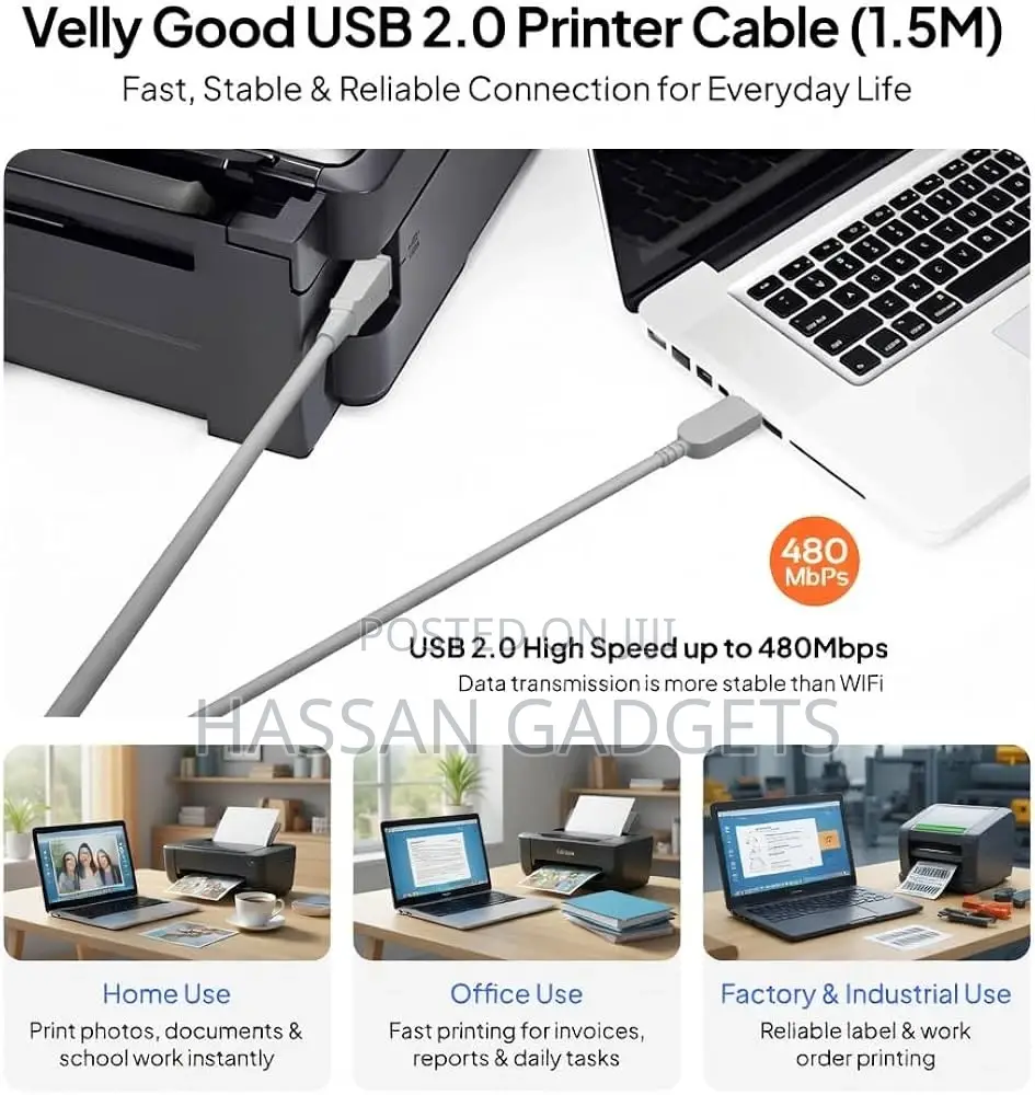 Usb Printer Cable 5 Meters- Usb 2.0