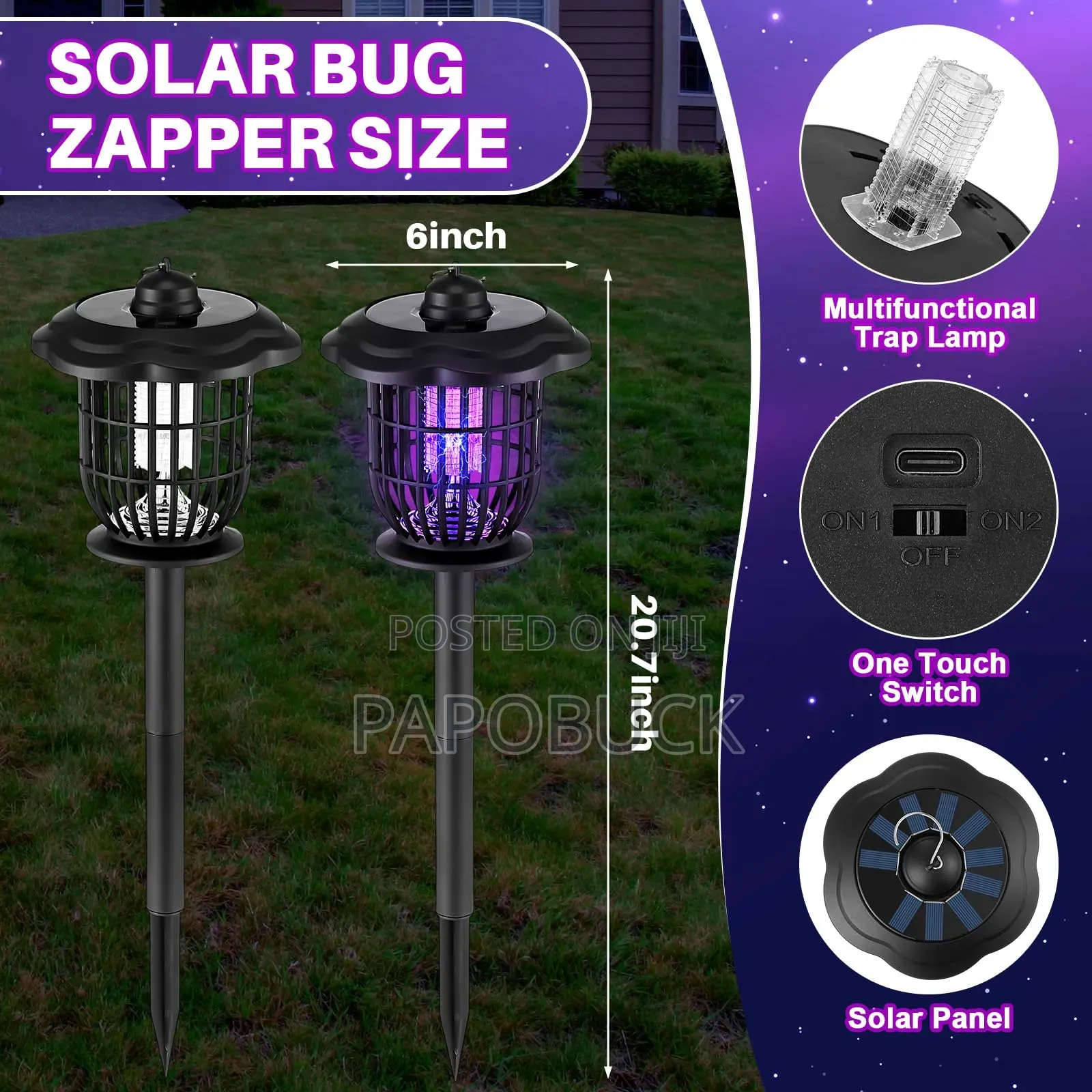 Multi-Functional Solar-Powered Mosquito Killing Lamp.