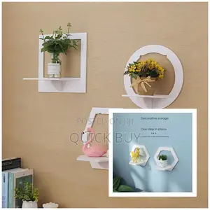 White Geometric Floating Wall Shelf