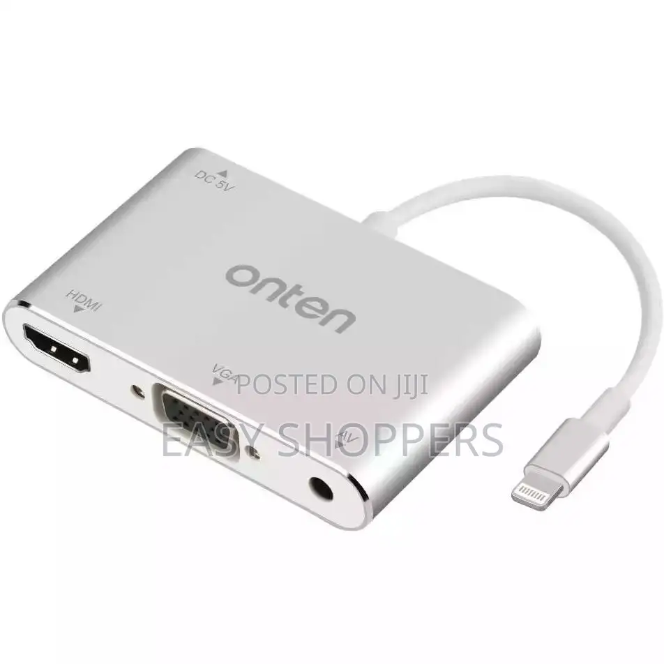 iPhone to Hdmi and Vga + Av (3 in 1 Smart Adapter) 1080p Quality
