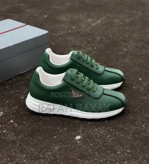 Green Version of Prada Leather Men’S Sneakers